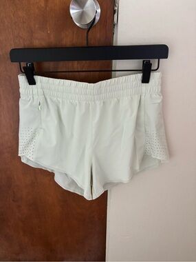 Athleta Light Sage Perforated Athletic Shorts